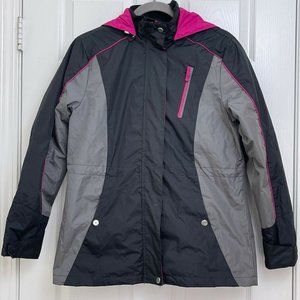 HB Sport Harve Benard Lined Windbreaker Rain Jacket Women's S Gray Black